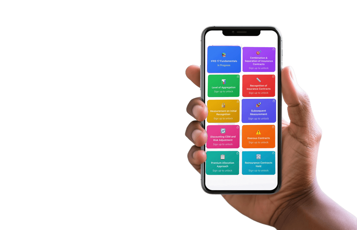 Hand holding a smartphone — Try our IFRS17 game